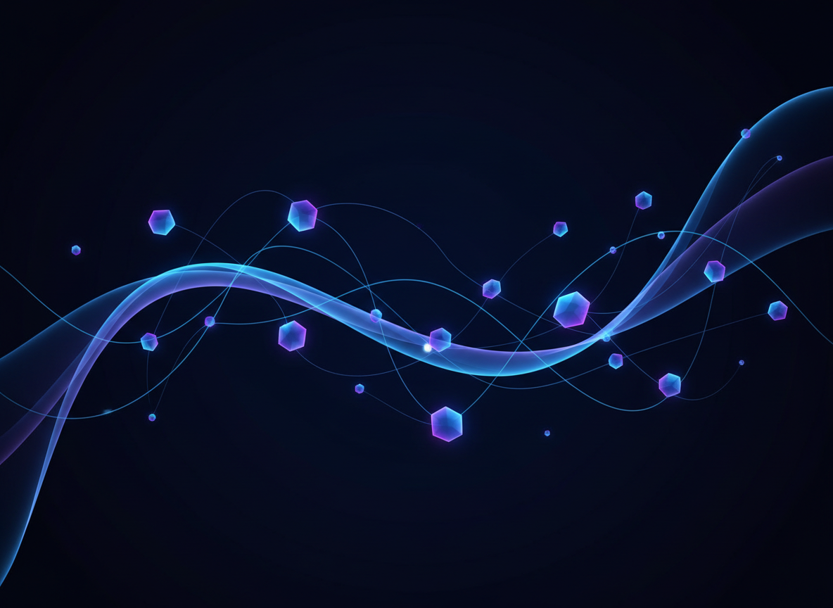 Illustration technologique abstraite sombre avec des dégradés bleu électrique et violet